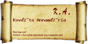 Kováts Annamária névjegykártya